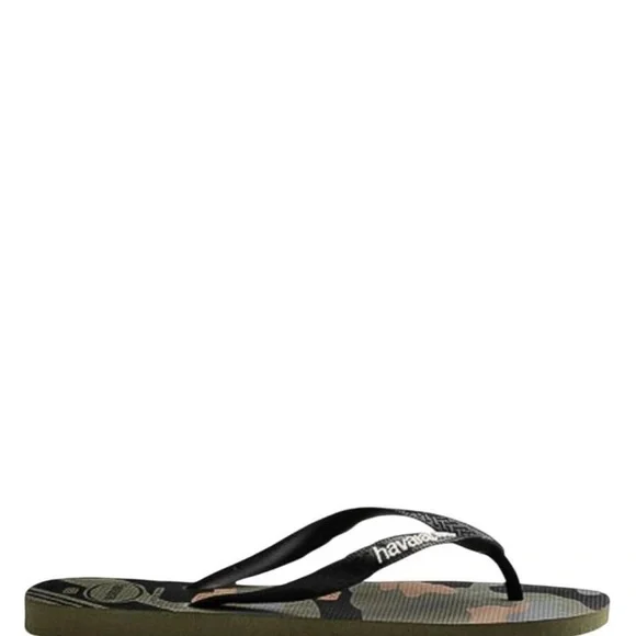 Havaianas Camouflage Flip Flops in Olive, Black, Brown - Picture 2 of 5